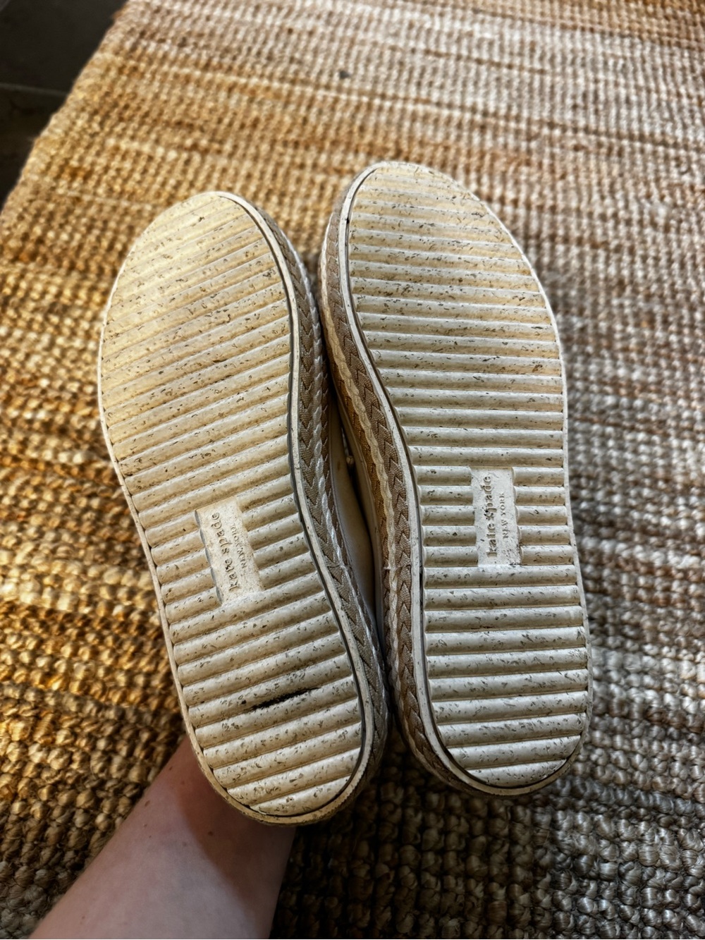 Kate Spade Taylor Platform Sneakers Off White Cream Braided 0.25” Heel Size 7.5 - Picture 7 of 7